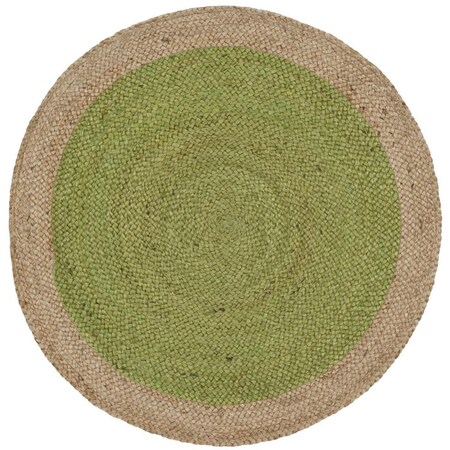 Safavieh 10 x 10 ft. Natural Fiber Hand Loomed Round Area Rug; Green & Natural NF801G-10R